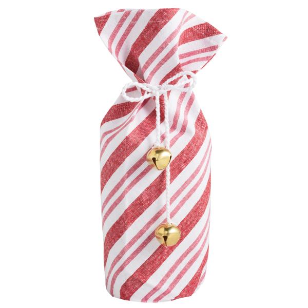 Red Pink Striped Cloth Wine Bag