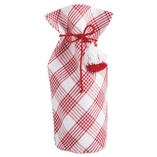 Red Plaid Cloth Wine Bag