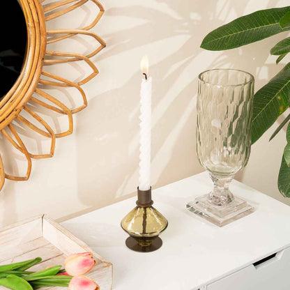 Kefi Olive Glass Diamond Candle Holder