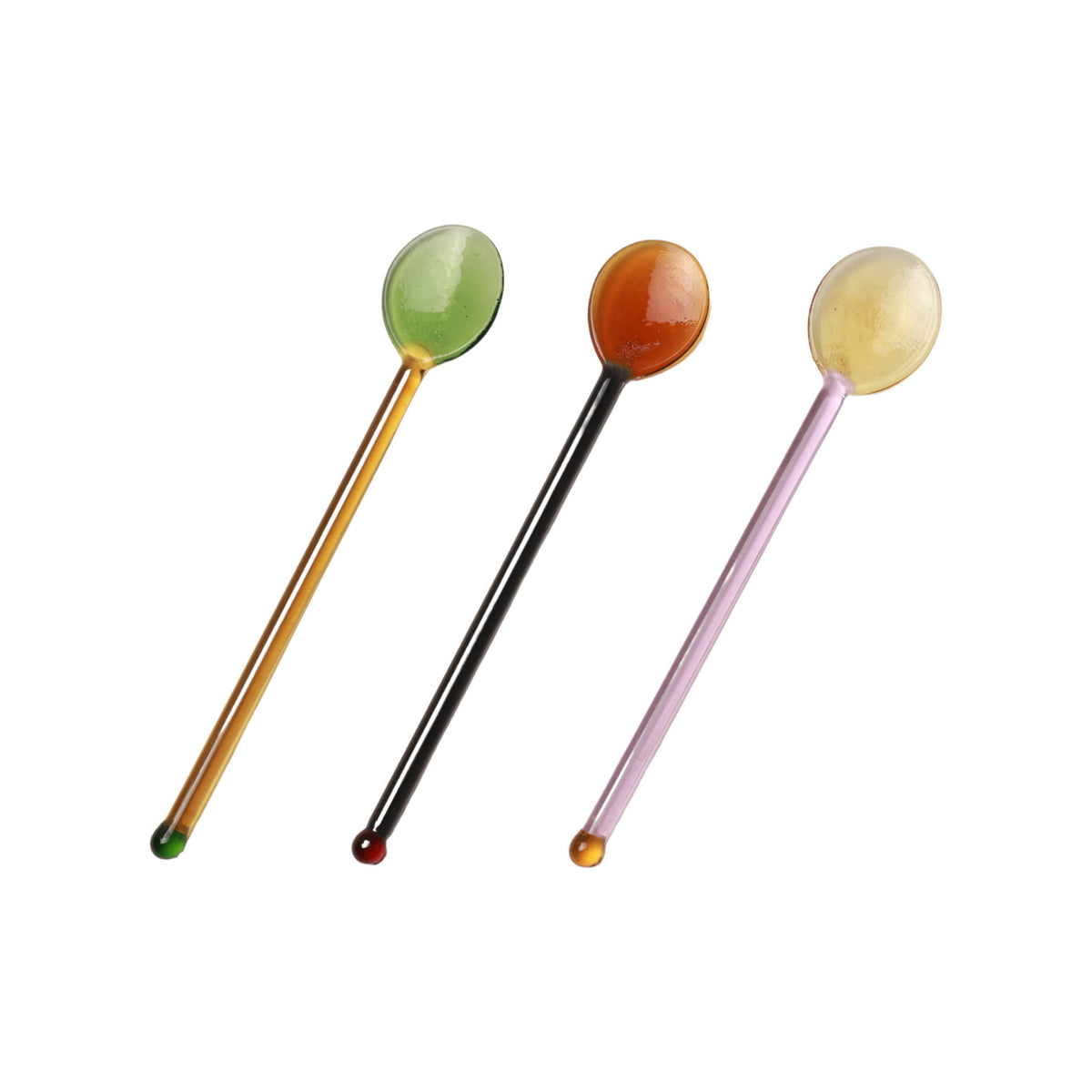 Daisy Glass Stirring Spoon, glass stirring spoons side by side