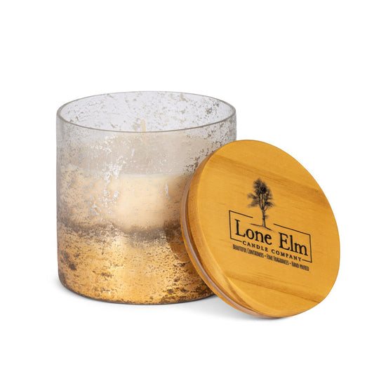 Sandalwood Scented Candle in a Gold Mercury Glass Jar