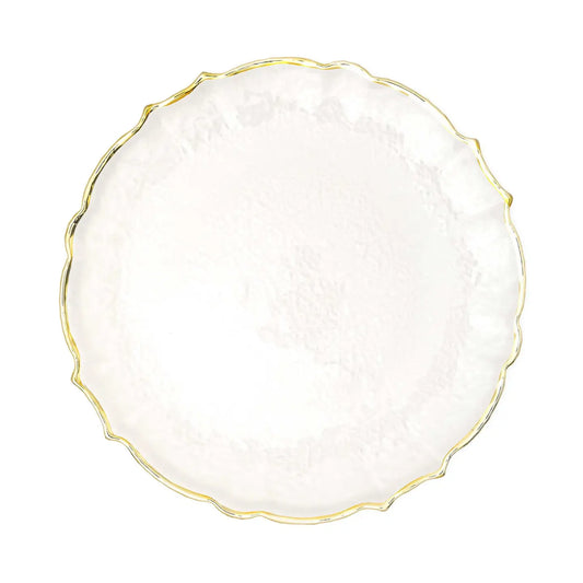 Scalloped Edge Glass Charger Plate 13"-Gold
