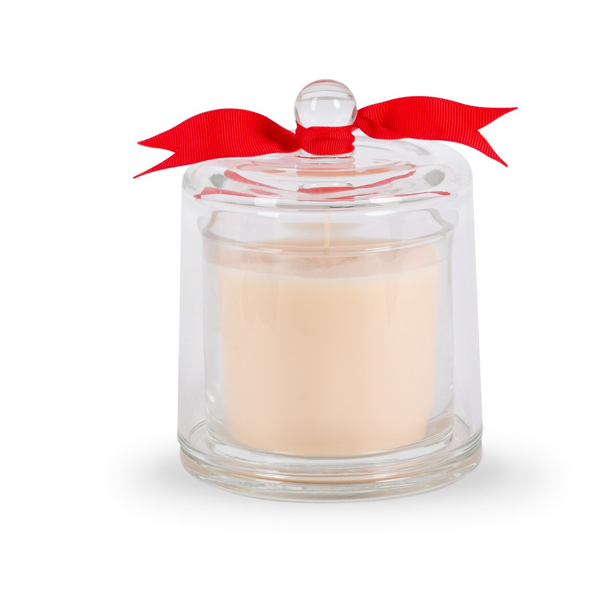 Scented Candle in a Glass Cloche with Ribbon-Cozy by the Fire