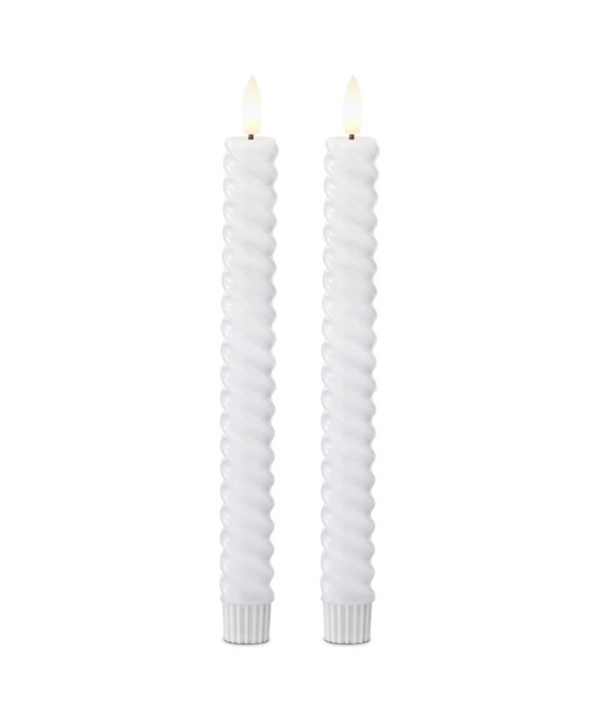 Juego de 2 velas LED cónicas en espiral blancas de 9,75 pulgadas
