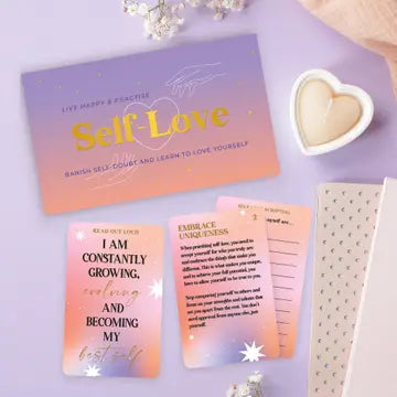Baraja de cartas de afirmaciones sobre el amor propio