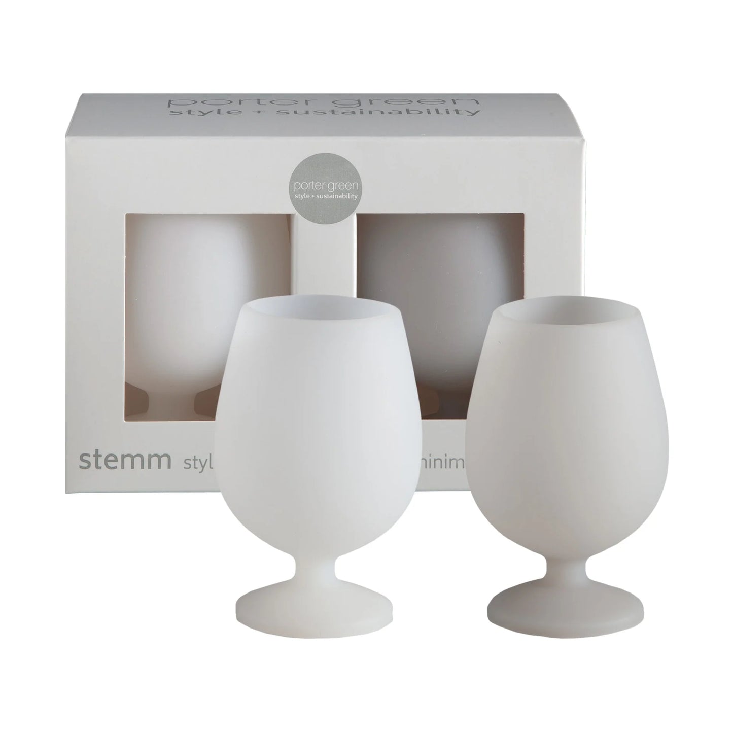 Unbreakable Silicone Wine Glasses-Blanc Dove-Set of 2-Short