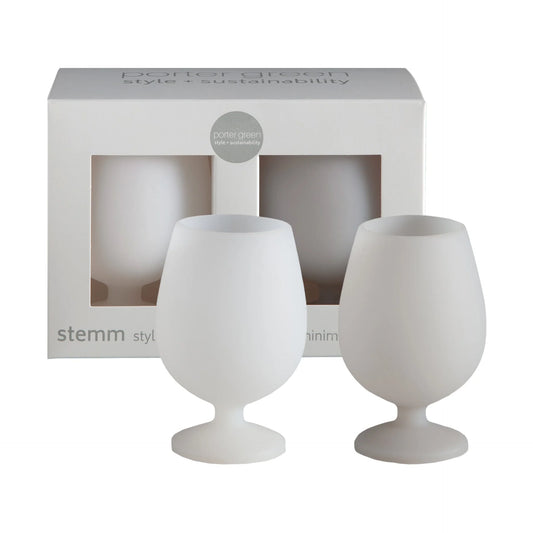 Unbreakable Silicone Wine Glasses-Blanc Dove-Set of 2-Short
