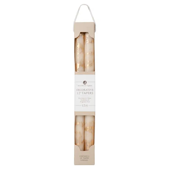 Cream W/Gold Taper - 12" 2pk