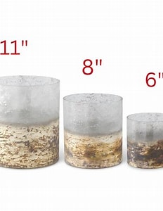Textured Cream Tan & Gold Acid Washed Glass Cylinder Container