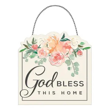 Letrero de pared de hojalata de 12,7 cm x 12,7 cm - Que Dios bendiga este hogar