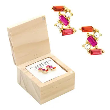 Treasure Box Earrings-Hot Pink
