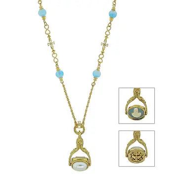 14k Gold-Dipped Triple Spinner Faux Pearl Necklace