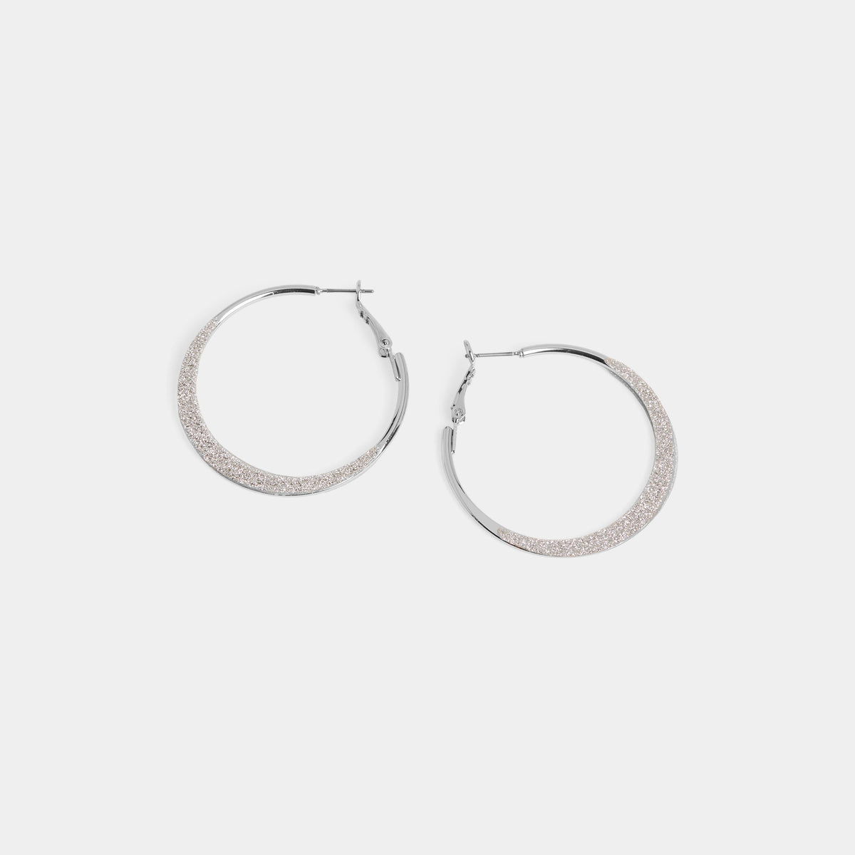 Sparkle Hoop Earrings, Silver/Silver