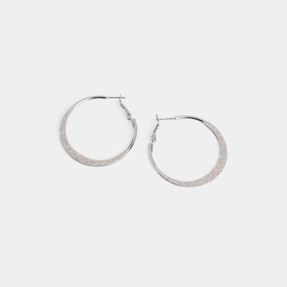 Sparkle Hoop Earrings, Silver/Silver