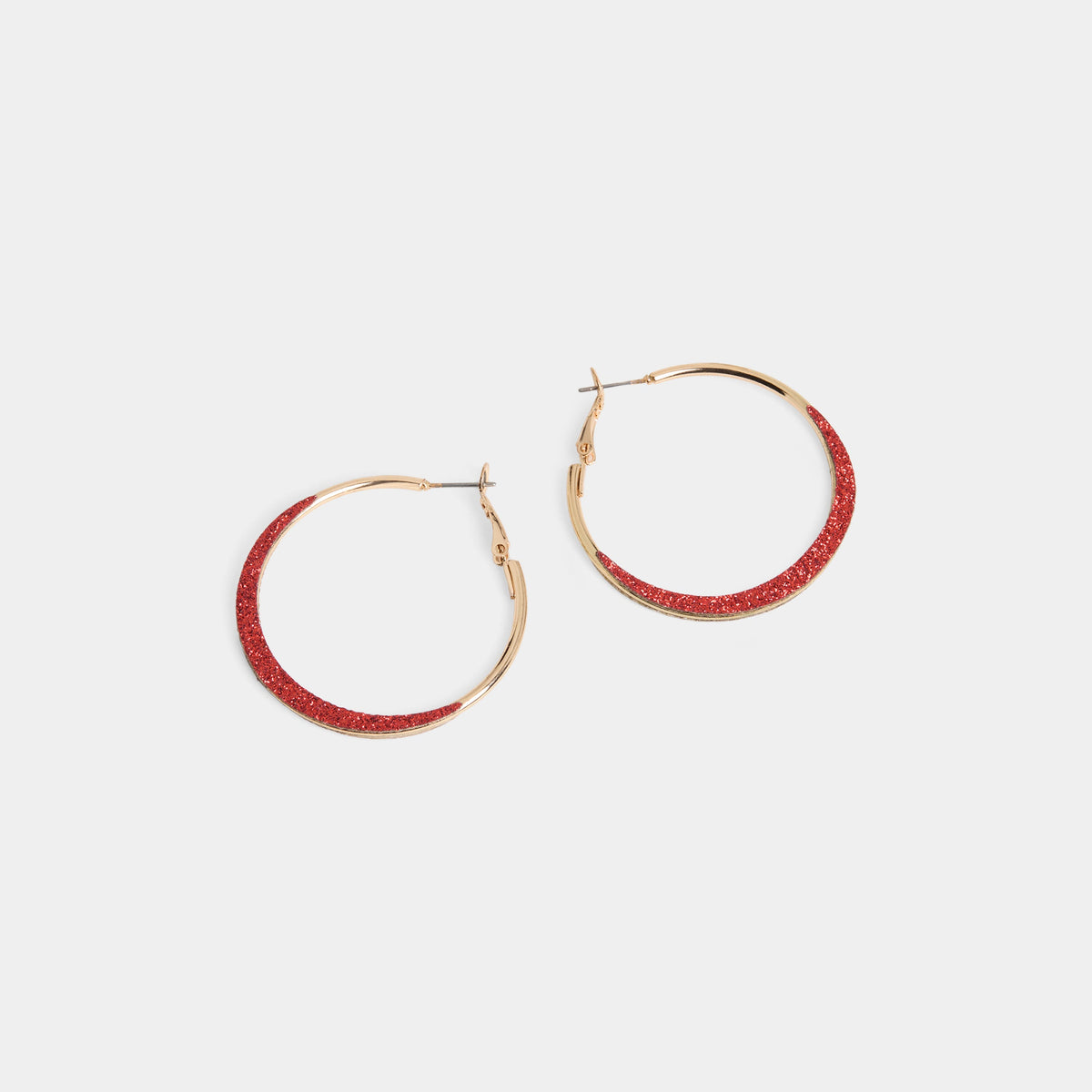 Sparkle Hoop Earrings, Gold/Red