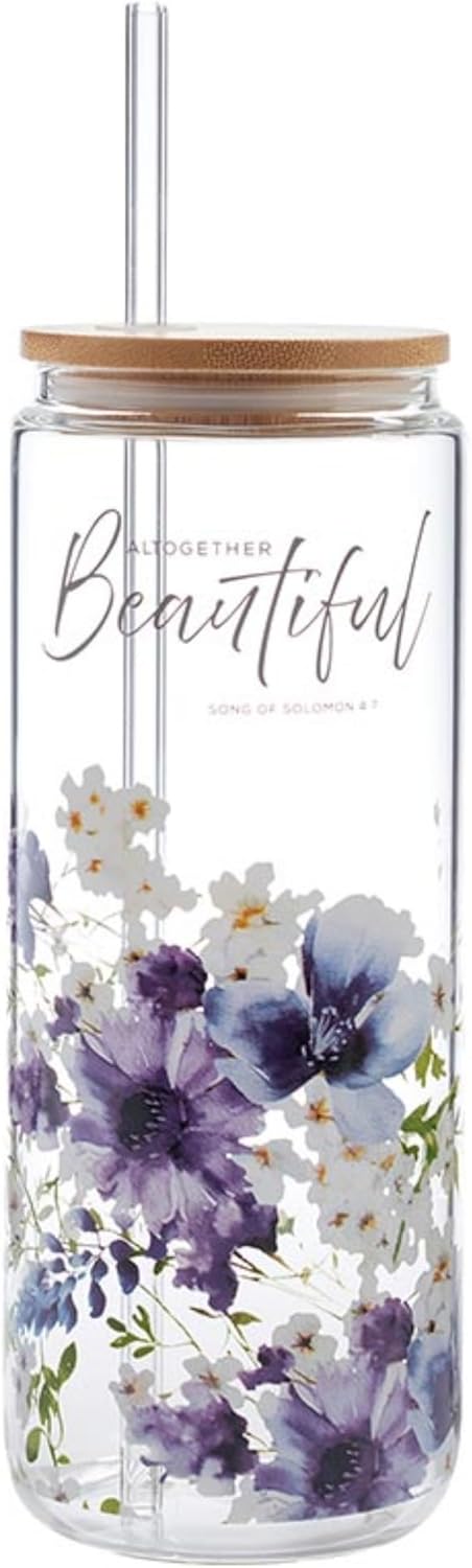 Floral Water Bottle - Glass