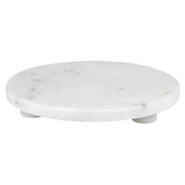 White Marble Footed Tray-8" Diameter
