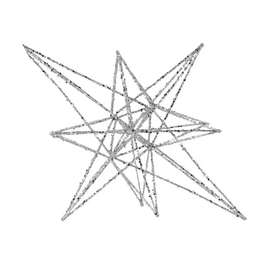 Wire Moravian Tree Ornament-Silver Glitter