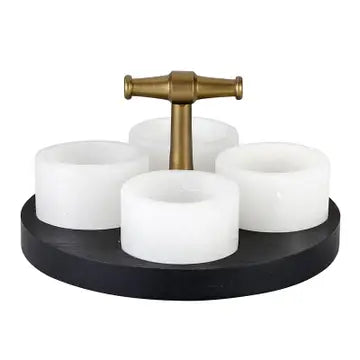 Wood & Alabaster Condiment Stand