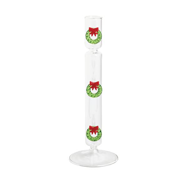 Wreath Glass Taper Holder