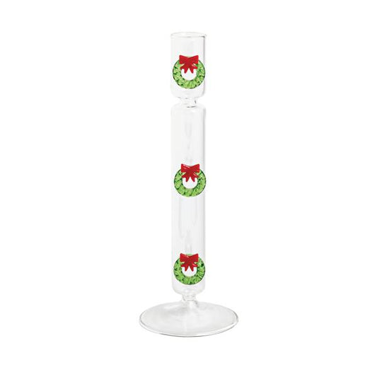 Wreath Glass Taper Holder