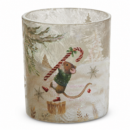 A Very Mouse Christmas Glass Container, Candy Cane Mouse design