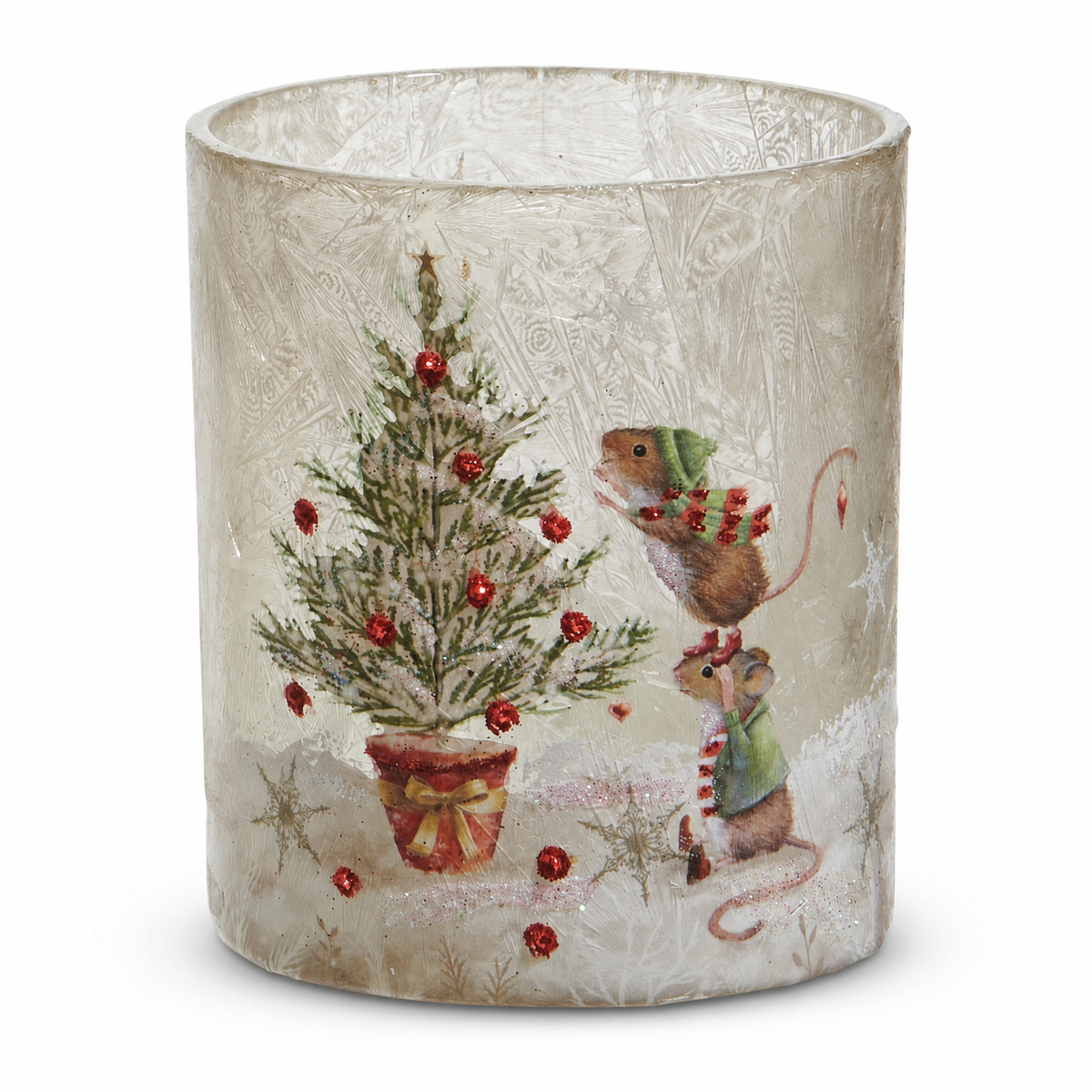 A Very Mouse Christmas Glass Container, Christmas Tree Mice design