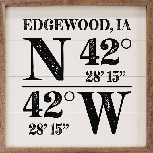 Personalized Rustic City State Coordinates White