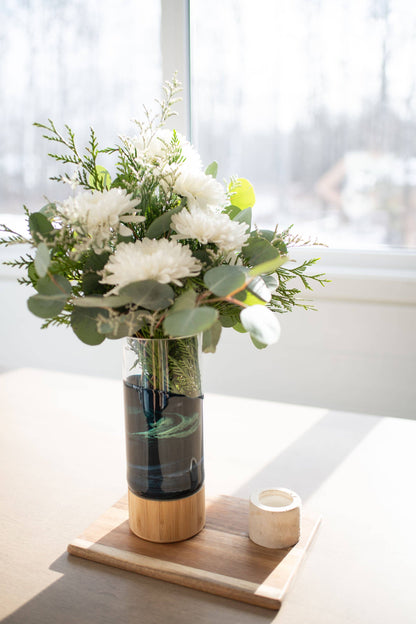 Resin Accented Vase with Bamboo Base