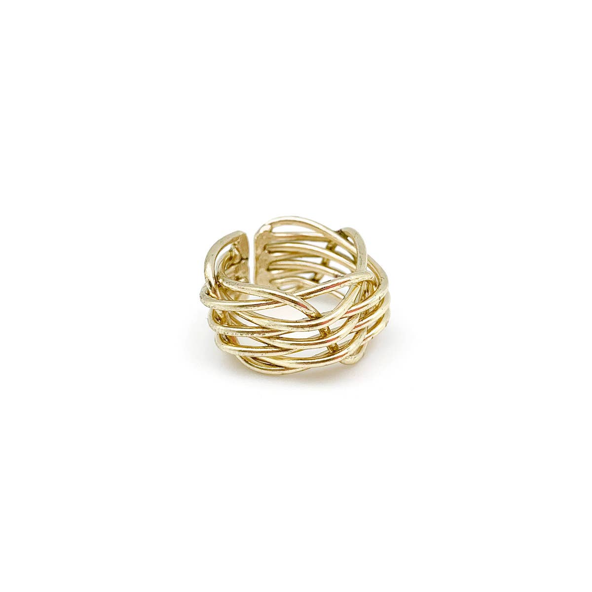 Gold Plated Adjustable Ring - Woven Wires