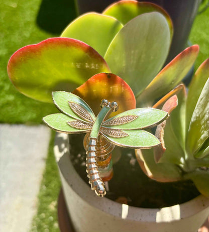 Dragonfly Garden Plant Stakes Beaded: Green / 8 inch