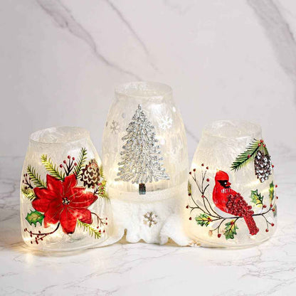 Silver Tree LED Glass Jar – Christmas Holiday Home Decor