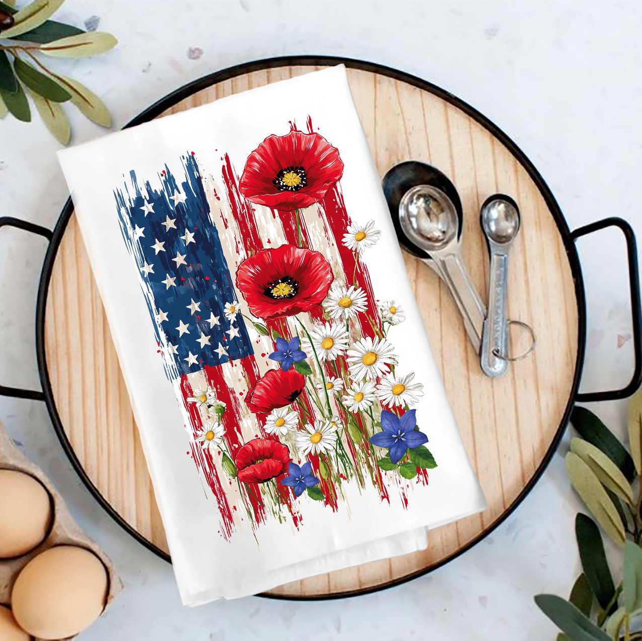 Patriotic American Flag Tea Towel