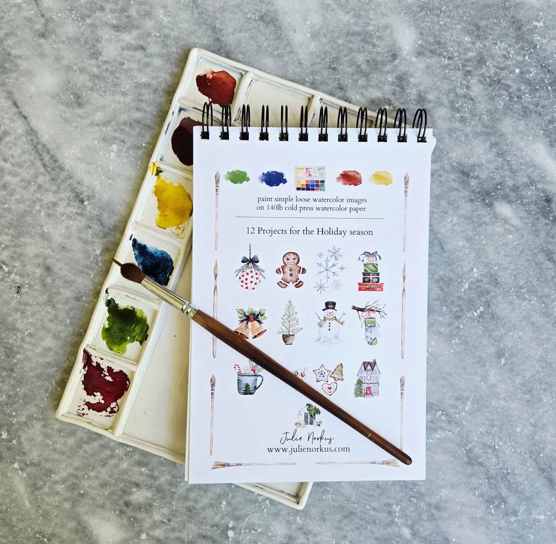 Watercolor Workbook, Spiral Bound, Christmas