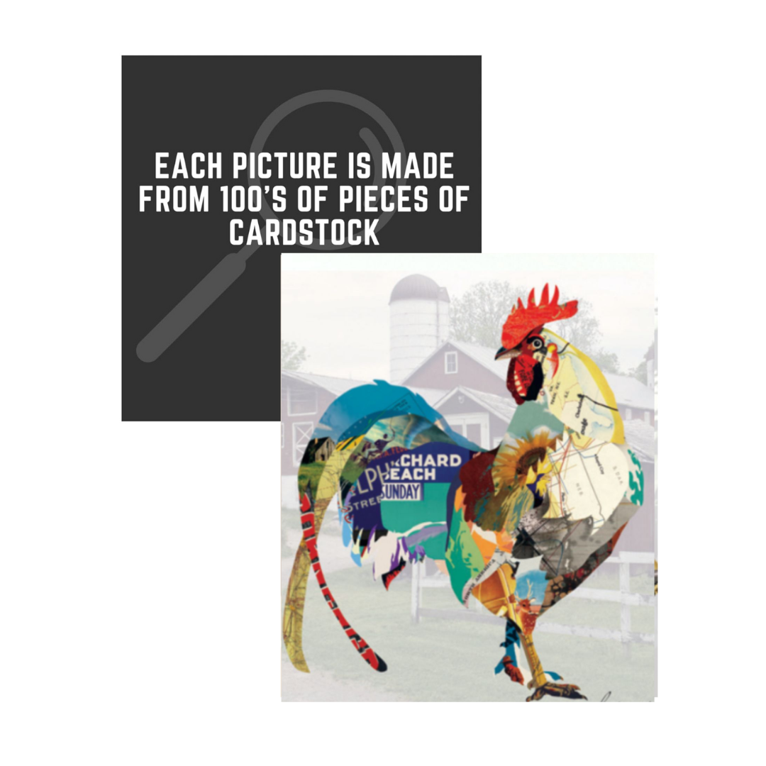 3D Collage Art | Rooster (26"x26")