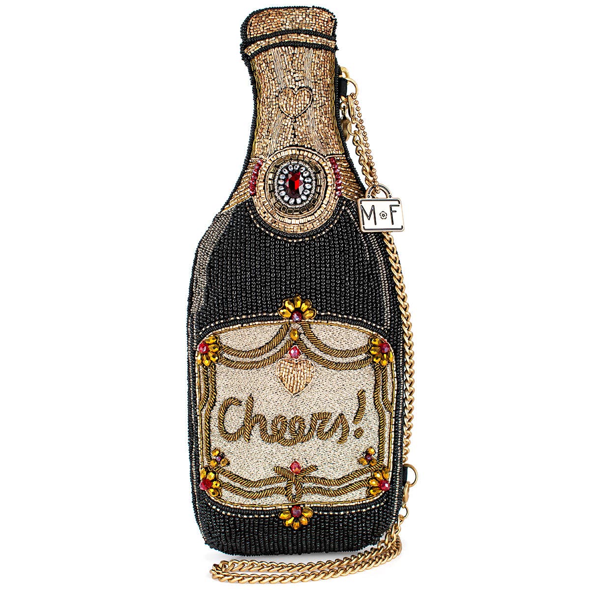 Mary Frances Accessories - Vintage Wine Beaded Champagne Bottle Crossbody Handbag