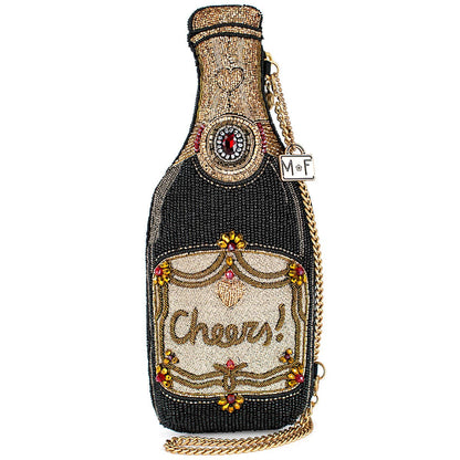 Mary Frances Accessories - Vintage Wine Beaded Champagne Bottle Crossbody Handbag