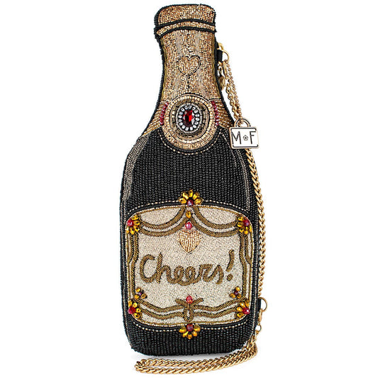 Mary Frances Accessories - Vintage Wine Beaded Champagne Bottle Crossbody Handbag