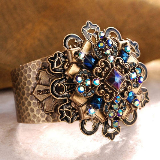 Peacock Midnight Cross Cuff Bracelet