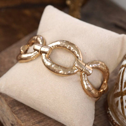 Chunky Hammered Link Stretch Bracelet