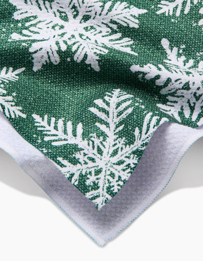 Geometry - Snowy Days Green Tea Towel