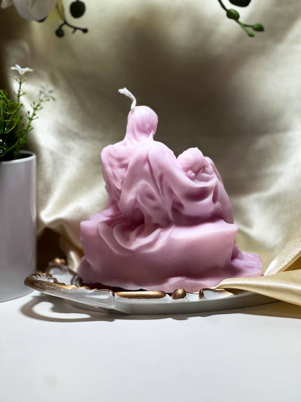 Sculpted Italian Pieta Statue Candle 5.5x6in - Religion