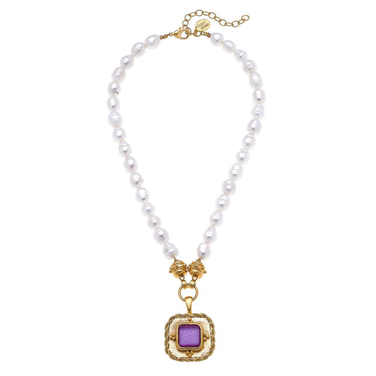 Susan Shaw - Pink French Glass Pearl Necklace