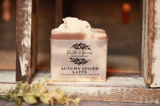 Autumn Spiced Latte Tallow Soap, Luxury Shea Butter Soap