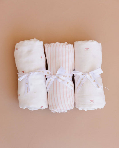 Muslin Swaddle Blanket Set  Organic: Pink-Sold Separately
