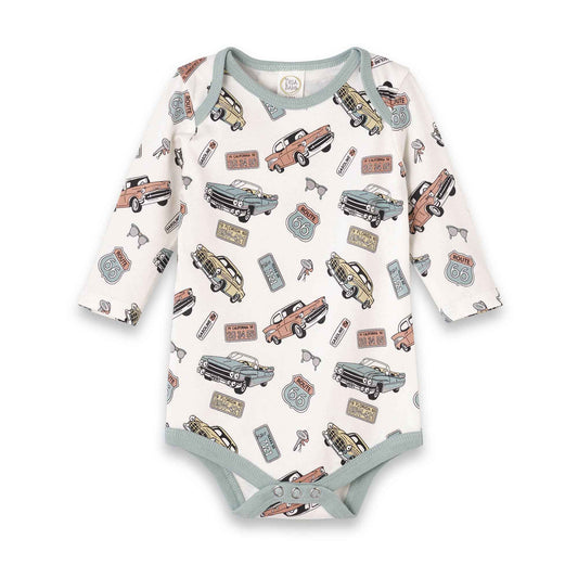 Classic Car Baby Bodysuit – Bamboo Long Sleeve One-Piece: 12-18M