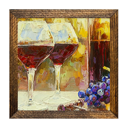 RED WINE GLASSES AND GRAPES