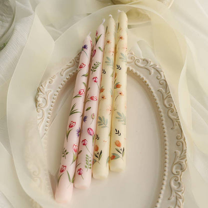 Velas Meta - Vela navideña sin humo de tallo largo con estampado floral de 25 cm