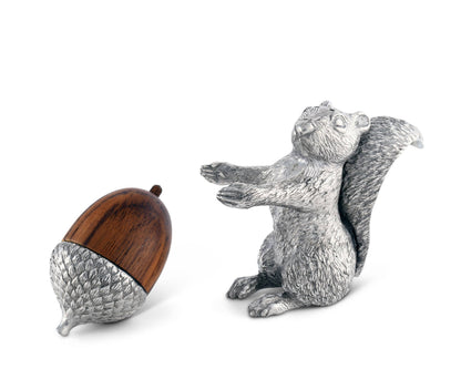 Squirrel with Wood Acorn Salt & Pepper Set (2 pc set)