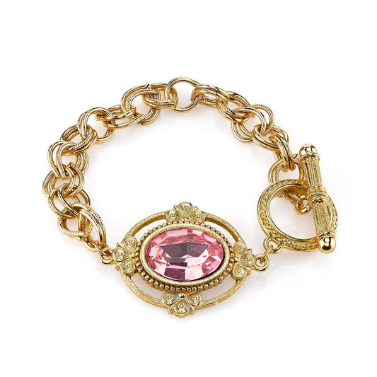 1928 Jewelry - 1928 Jewelry Oval Swarovski Element Toggle Bracelet